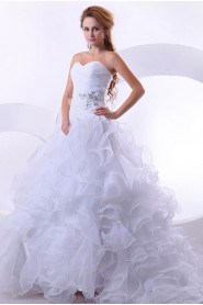 Organza Sweetheart Ball Gown with Embroidery and Ruffle