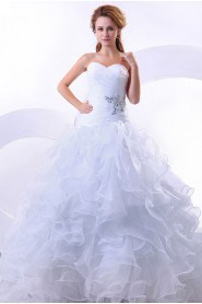 Organza Sweetheart Ball Gown with Embroidery and Ruffle