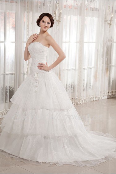 Taffeta and Organza Strapless Ball Gown