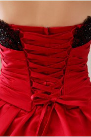 Satin and Lace Strapless Ball Gown with Ruffle