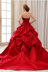 Satin and Lace Strapless Ball Gown with Ruffle