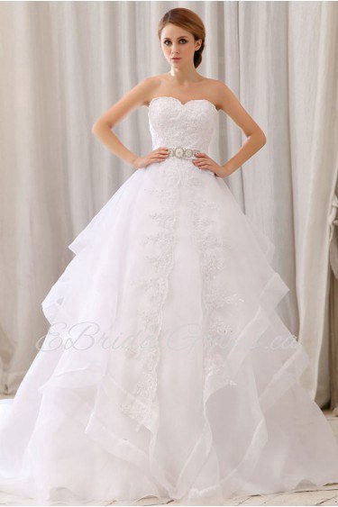 Organza and Lace Sweetheart Ball Gown