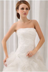 Organza and Lace Strapless A-line Dress