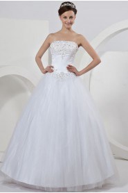 Tulle Strapless Ball Gown with Embroidery