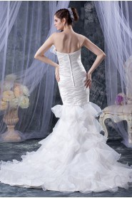 Organza Strapless Mermaid Dress with Ruffle Hand-made Flower