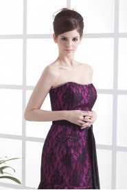 Satin and Lace Scoop Neckline Floor Length Mermaid Dress with Beaded