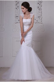 Satin and Lace Straps Neckline Mermaid Dress