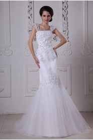 Satin and Lace Straps Neckline Mermaid Dress