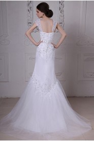 Satin and Lace Straps Neckline Mermaid Dress