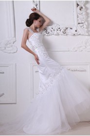 Satin and Lace Straps Neckline Mermaid Dress