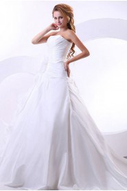 Satin and Organza Sweetheart A-Line Dress with Ruffle and Flowers