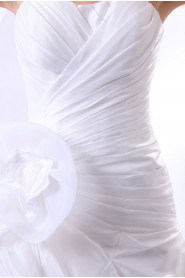 Satin and Organza Sweetheart A-Line Dress with Ruffle and Flowers