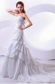 Taffeta and Satin Sweetheart A-Line Dress with Embroidery