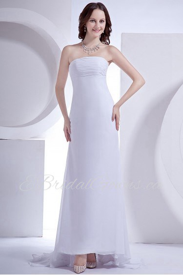 Satin and Chiffon Strapless A-Line Dress