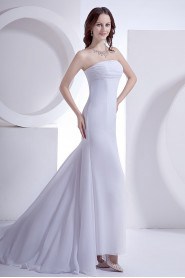 Satin and Chiffon Strapless A-Line Dress with 