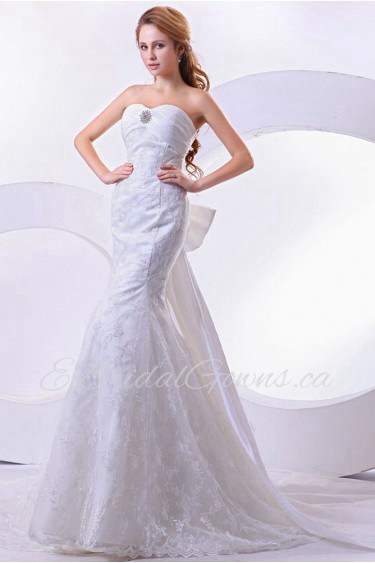 Satin and Lace Sweetheart Mermaid Dress with Embroidery