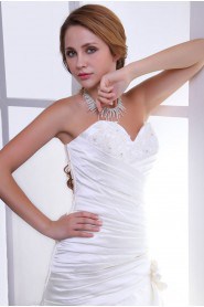 Satin and Lace Sweetheart A-Line Dress with Embroidery and Ruffle