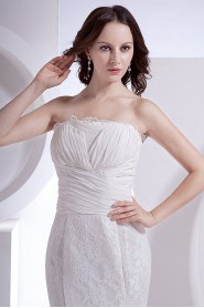 Chiffon Strapless Sheath Dress with Lace Jacket