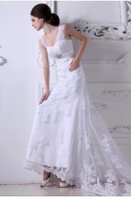 Satin and Tulle Sweetheart A-Line Dress with Embroidery