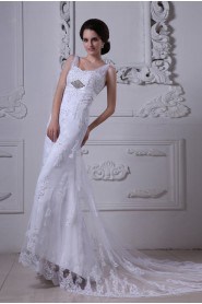 Satin and Tulle Sweetheart A-Line Dress with Embroidery