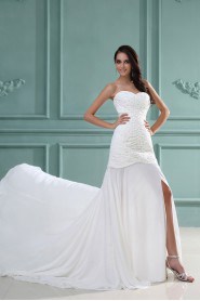 Chiffon Sweetheart Sheath Dress with Beaded Ruffle