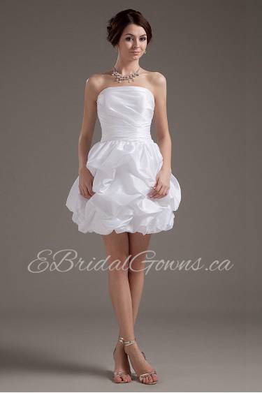 Taffeta Strapless Short Ball Gown with Ruffle