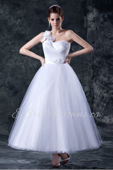 Organza One-Shoulder Ankle-Length Ball Gown