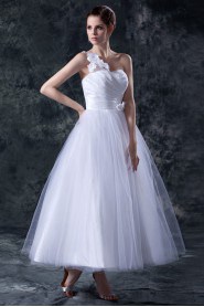 Organza One-Shoulder Ankle-Length Ball Gown