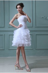 Organza Strapless Short A-line Dress with Embroidery