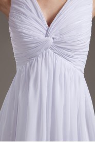 Chiffon V-Neckline Tea-Length Column Dress with Beaded