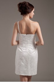 Yarn One-Shoulder Short Dress with Embroidery