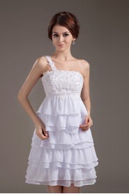 Chiffon One-Shoulder Short Dress