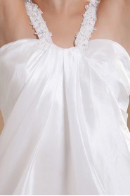 Taffeta Straps Neckline Short Dress with Embroidery