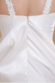 Taffeta Straps Neckline Short Dress with Embroidery