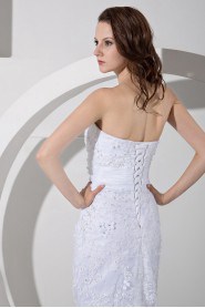 Lace Strapless Short Dress with Embroidery