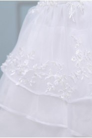 Satin and Organza Strapless A-line Dress with Embroidery