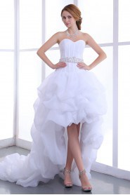 Taffeta Sweetheart Ball Gown with Beaded and Ruffle