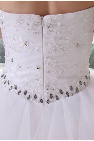 Tulle and Satin Strapless Short Ball Gown with Embroidery