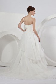 Organza Sweetheart A-line Dress with Ruffle and Flower