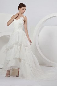 Organza Sweetheart A-line Dress with Ruffle and Flower