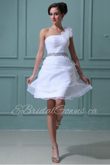 Yarn One-Shoulder Short Ball Gown