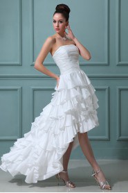 Taffeta Strapless Ankle-Length A-line Dress with Ruffle