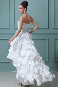 Taffeta Strapless Ankle-Length A-line Dress with Ruffle