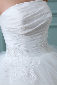 Taffeta Strapless Ball Gown with Embroidery