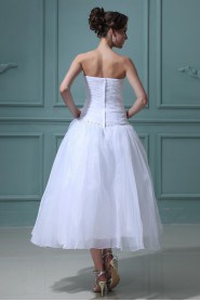 Tulle and Satin Sweetheart Tea-Length Ball Gown