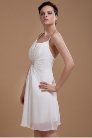 Chiffon Spaghetti Straps Short A-line Dress with Embroidery