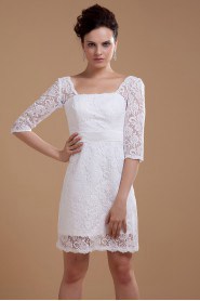 Lace Square Neckline Short Dress with Half-Sleeves