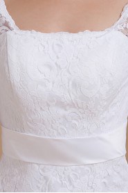 Lace Square Neckline Short Dress with Half-Sleeves