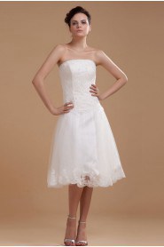 Satin and Organza Strapless Short A-line Dress