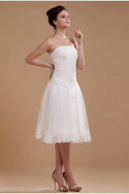 Satin and Organza Strapless Short A-line Dress